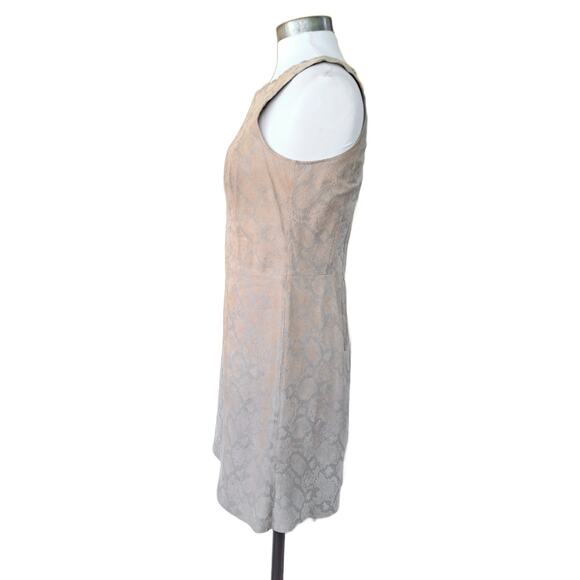 REBECCA TAYLOR Python Print Leather Mini Dress Size 6 Cream Gray Sleeveless - Picture 6 of 13